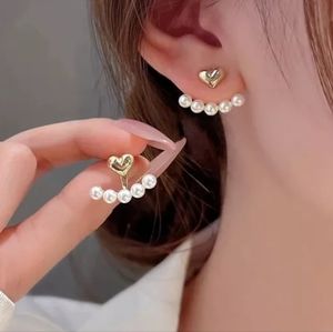 Cute heart and pearls imitation earrings